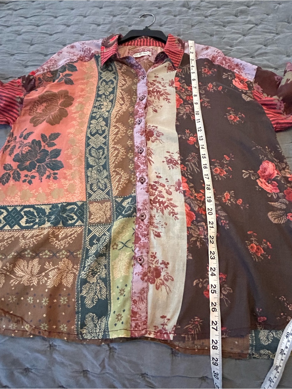 Free Peiple We The Free Flower Patchwork Floral Button-Up Shirt Medium - Picture 8 of 8